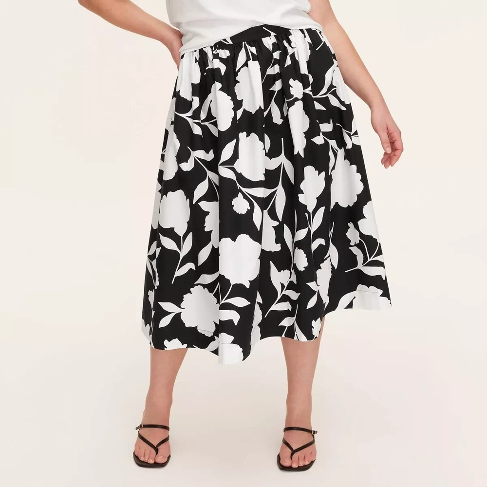 Kate Spade Volume Midi Skirt Black/Cream Women's Size XS NWT